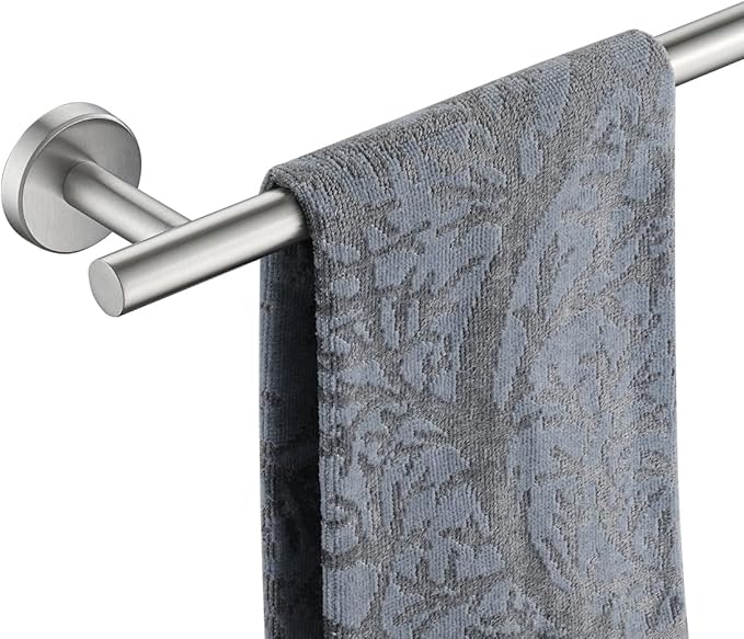 JQK Towel Bar Brushed Steel, 19 Inch 304 Stainless Steel Thicken 0.8mm Towel Rack Bathroom, Towel Holder Wall Mount, Useable Length 16 Inch TB110L16-BN