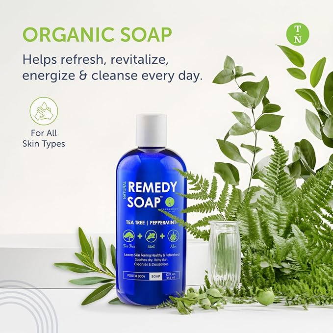 Truremedy Naturals 12oz Tea Tree Oil Body Wash - Pack of 2 - Tea Tree Soap with Aloe and Peppermint Oil - Moisturizing Foot Wash - Suitable for All Skin Types