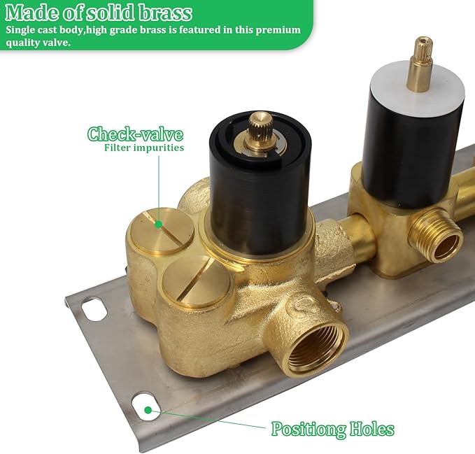 HOMEDEC Oil Rubbed Bronze 3 Way Shower Diverter Valve Brass Three Functions Thermostatic Shower Mixing Valve Kit 3 Handle Flow Control Valve