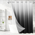 MitoVilla Black Ombre Long Shower Curtain Liner Set 72 x 80, No Hooks Needed 80 inch Long Heavyweight Waffle Fabric Shower Curtain Set with Snap-in Liner for Hotel Grade Spa-Like Bathroom Decor