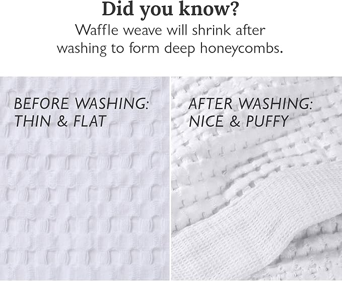 GILDEN TREE Waffle Towels for Bathroom Luxury 100% Cotton Bath Towels, Quick Dry Towel, Thin Super Absorbent Lint Free Shower Towels, Bath Towels Set of 2, Modern Style (White)