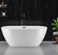 Freestanding Bathtubs 67 inch Acrylic Stand Alone Tub – White Finish with Chrome Drain, Deep Ergonomic Oval Soaking Tub, Modern Freestanding Tub for Bathroom, Family or Guest Use