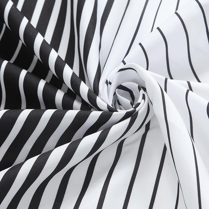 Black Shower Curtain 78 Inches Long, Modern Black and White Gradient Vertical Stripe Waterproof Polyester Shower Curtains for Bathroom, 72x78 Inches