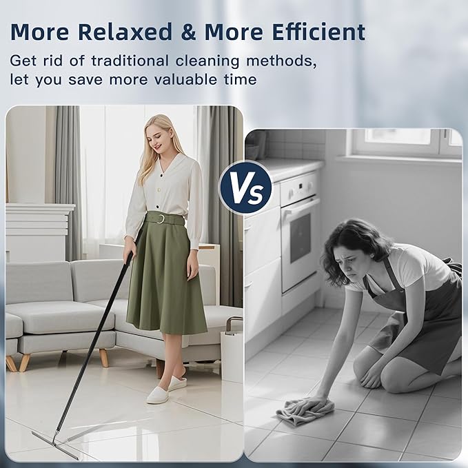 12-51’’ Telescopic Window Squeegee for Home, 2 in 1 Window Cleaning Squeegee Kit, Shower Squeegee for Glass Doors, Outdoor extendable Window Cleaner Tool for Floor Tile Wall Car Windshield