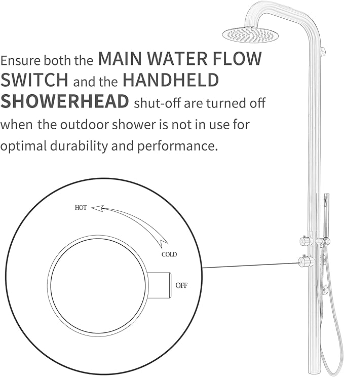 HEATGENE Outdoor Shower with Body Jets and Handheld, Wall-Mounted Shower Head for Outside/Poolside/Patio Drench Shower - Rose Gold