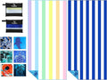 2 Pack Microfiber Lightweight Thin Beach Towel Sand Free Quick Dry Super Absorbent Large Towels for Swimming Pool Yoga Gym Travel Vacation Beach Accessories Essentials Stripes