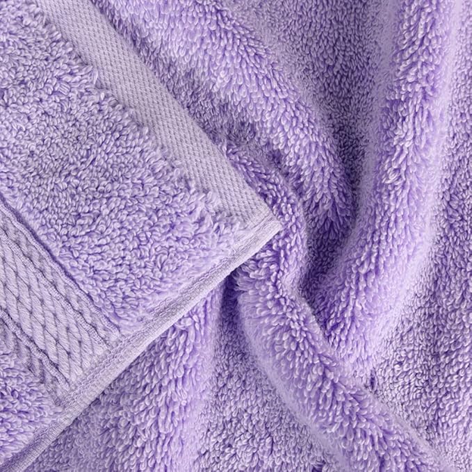 Superior Egyptian Cotton Pile Face Towel/Washcloth Set of 6, Ultra Soft Luxury Towels, Thick Plush Essentials, Absorbent Heavyweight, Guest Bath, Hotel, Spa, Home Bathroom, Shower Basics, Purple
