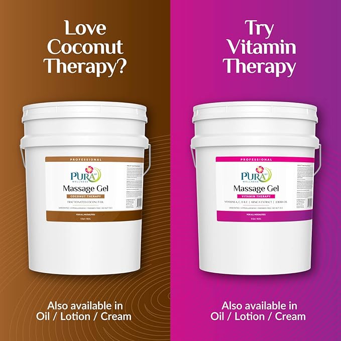 Coconut Therapy 5 Gallon Massage Gel, Deep Tissue Infused Formula for Physical Recovery, Wellness Emollient for Bodywork, Unscented Glide for Softness, Skin Hydrating, Moisturizing