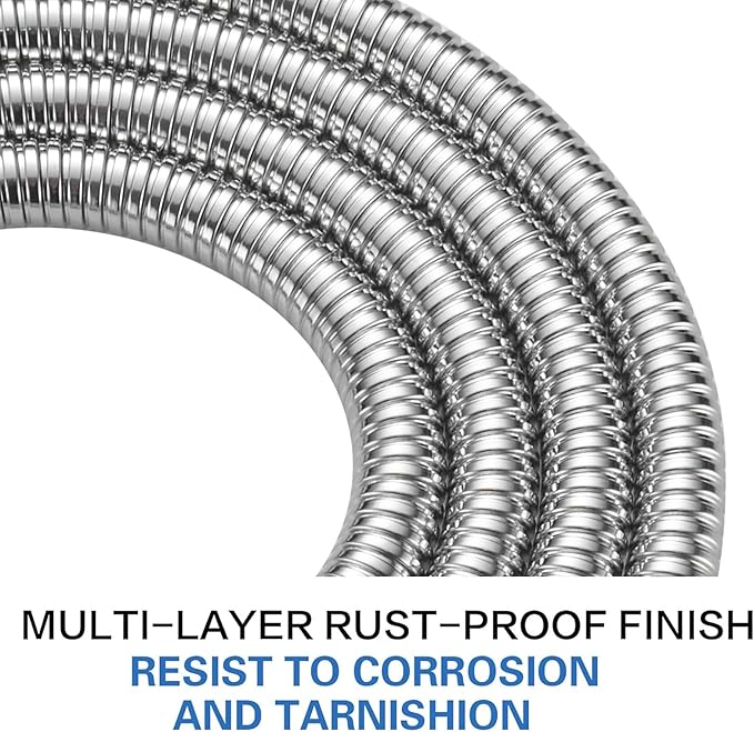 RUMOSE 118 inches Shower Hose Extra Long Stainless Steel Shower Tube Attachment Flexible Handheld Shower Sprayer Hose, Polished Chrome