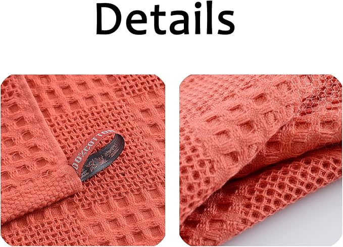 Waffle Weave Cotton Washing Cloth Ultra Soft and Absorbent Washcloths for Bathroom Kitchen and Gym Natural Cotton (6, Red)