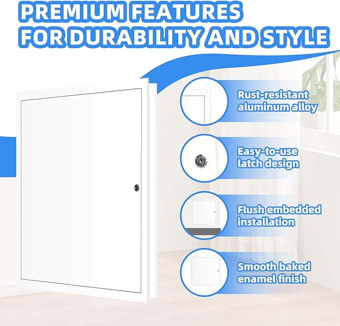 16" x 16" Metal Access Panel, 1MM Thickened Access Panel for Drywall, Aluminum Access Panel for Walls and Ceilings, Rust-Resistant and Easy-to-Install Drywall Access Panel