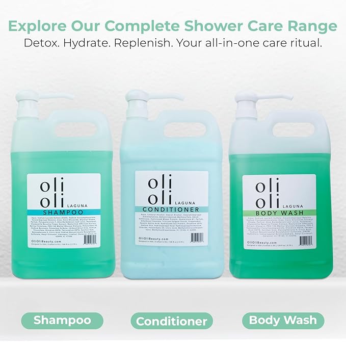 OLIOLI Revitalizing Body Wash 128oz Refill | Detoxifying Aloe Vera Body Wash with Pro-Vitamin B5 & Botanicals | Large-Format Daily Cleanser for All Skin Types