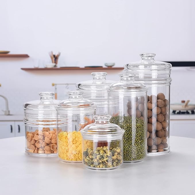 24oz Acrylic Storage Jar, Airtight Lid with Silicone Sealing Ring, Ideal Canister Container for Sugar, Tea, Spices, Herbs, Shells, Bath Salt, Christmas Decorative Apothecary Jars