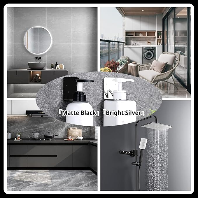 3Pcs Resizable Soap Bottle Dispenser Holder Wall Mount for Shower, Soap Shampoo Lotion Dispenser Wall Mount Bottle Holder for Bathroom Kitchen with Screw Sets (3pcs Black)