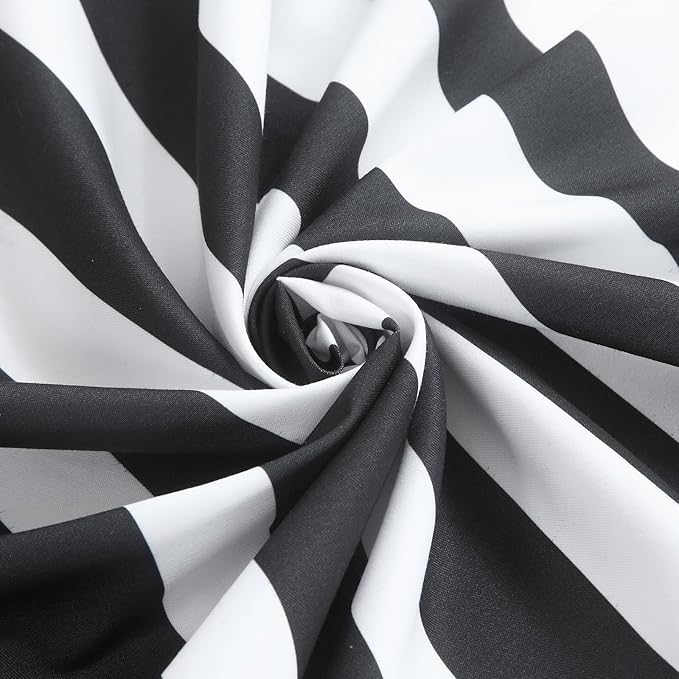 90 Inch Black Shower Curtain, Extra Long Modern Black and White Stripe Waterproof Polyester Shower Curtains for Bathroom, 72x90 Inches