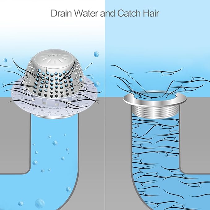 LEKEYE Shower Drain Hair Catcher/Bathtub Drain Cover/Drain Protector for Pop-Up & Regular Drains(Light Blue)