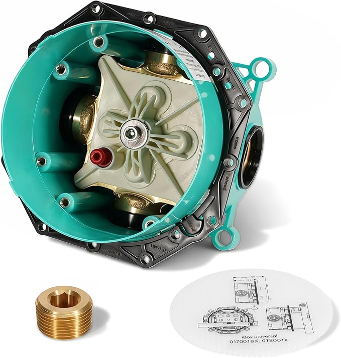 01850181 Universal 3/4" Shower Rough-In Valve Fit for All Hansgrohe Ibox Shower & Bath Tub Systems, Thermostatic & Pressure Balance Trim, Concealed Installation