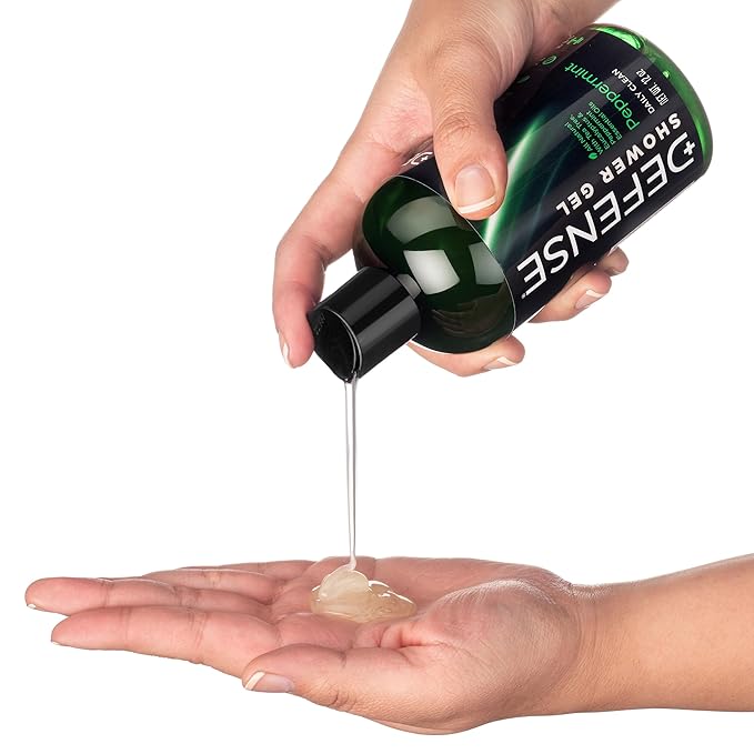 Defense Soap Peppermint Tea Tree Body Wash | All Natural Organic Shower Soap for Athletes | Odor Control & Skin Fungal Protection for Sports, Post Workout & Recovery - 12 oz (Pack of 2)
