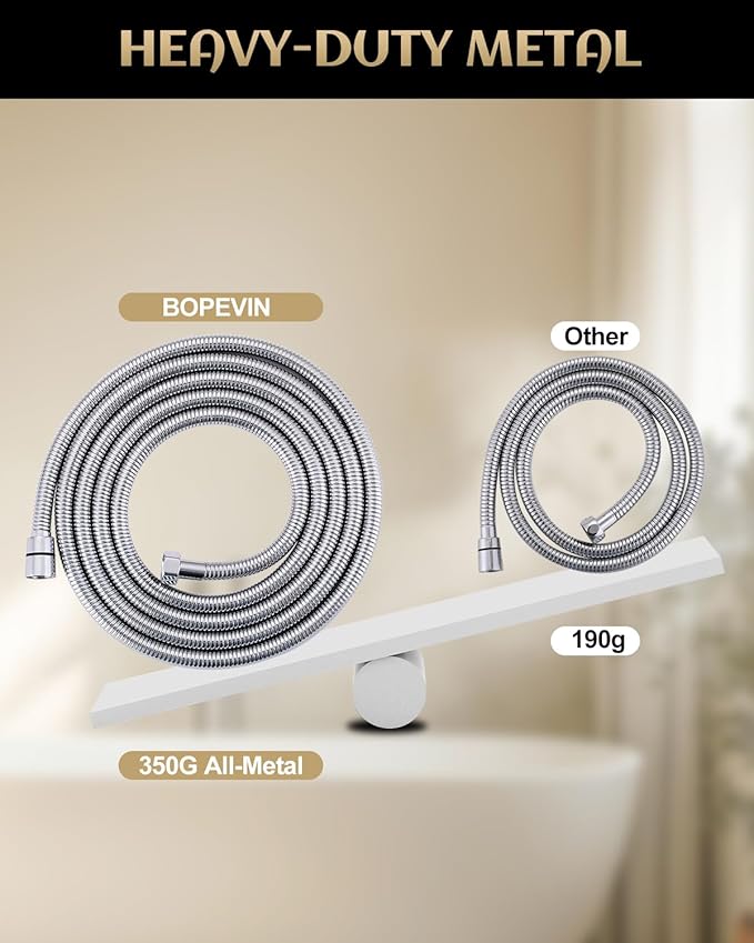Stainless Steel Shower Hose, Extra Long 118 Inches, Handheld Shower Head Hose Replacement, Brass Insert & Nut, G1/2 Universal Standard Connection, Anti-Explosion Anti-Kink Leakproof, Chrome