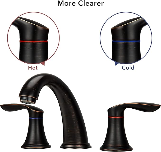 Bathroom Sink Faucet, Faucet for Bathroom Sink, Widespread ORB Bathroom Faucet 3 Hole with Stainless Steel Pop Up Drain and cUPC Lead-Free Hose-(Oil Rubbed Bronze)