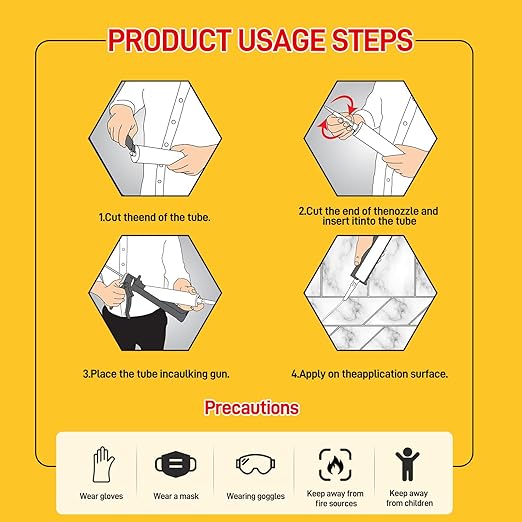 VGS 798 Professional Silicone Sealant Caulk 10.15 Oz Cartridge, 4 Pack - for Kitchen & Bathroom, White, 100% Waterproof Silicone Sealant,Shrink & Crack Proof