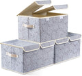 PRANDOM Large Foldable Storage Bins with Lids Fabric Decorative Storage Box Cubes Organizer Containers Baskets with Cover Handles Removable Divider for Home Bedroom Closet 17.3x11.8x9.8 Inch 3 Pack