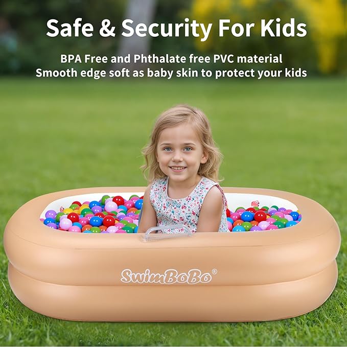 Swimbobo Inflatable Baby Bathtub – Soft, Portable Baby Bath for Infants and Toddlers, Easy to Inflate, Waterproof, Ideal for Home and Travel (Basic)