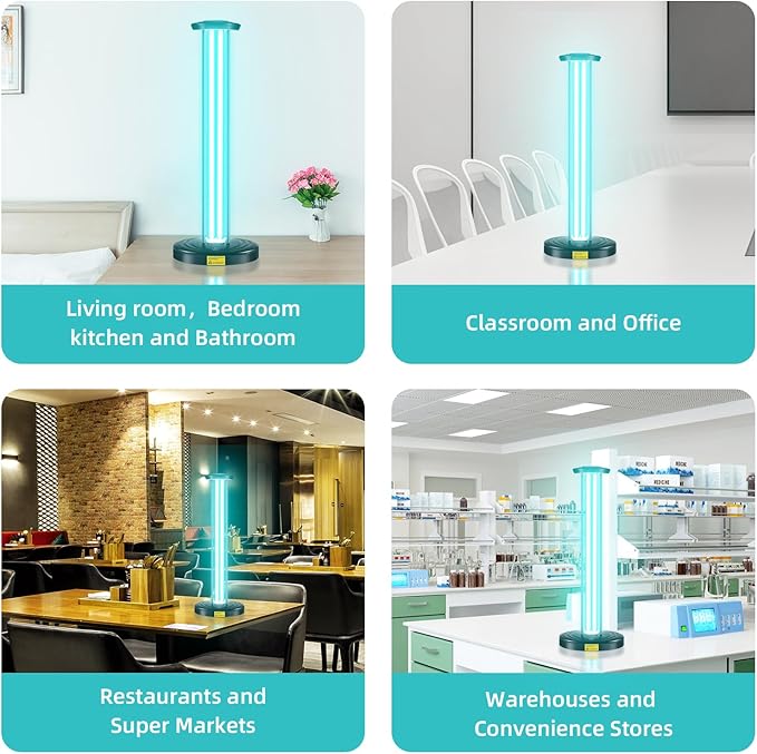 100W UV Light with Ozone, 3-Gear Timer & Remote Control, Home Purification Device, Dust Mite & Mold Eliminator, Bed Bug Remover for Bathroom, Bedroom, Basement