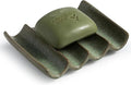 Draining Ceramic Soap Dish - Fluted Design, Bar Soap Holder for Shower & Bathroom, Soap Saver Sponge Lift, Green