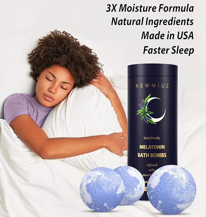 Sleep Well Bubble Bath Bombs Melatonin Infused Lavender Chamomile Essential Oils Luxurious Bath for Dry Skin Perfect Self Care Gifts for Women and Men