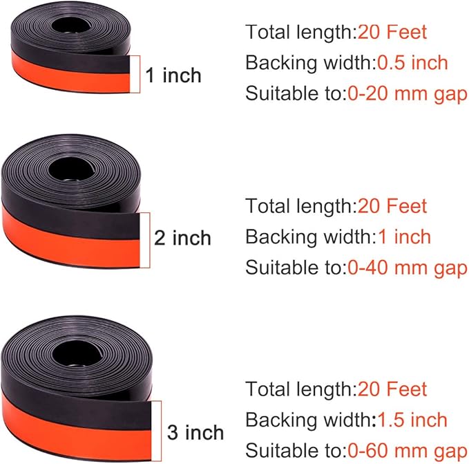 TORRAMI Wide Silicone Weather Stripping 3 inch Width 20 Feet Length, Draft Stopper Seal for Barn and Garage Door Under Bottom,Top, Sides, Black