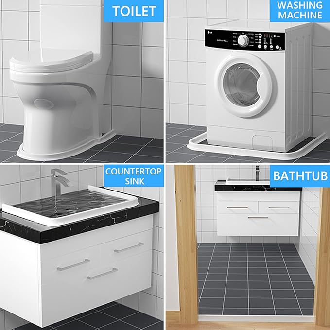 Duzzy 98 Inch Collapsible Shower Water Dam, Shower Threshold Water Stopper Barrier and Retention System and Keeps Water Inside Threshold Dry and Wet Separation, Suitable for Bathroom & Kitchen