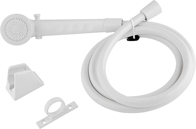 Dura Faucet DF-SA130-WT RV Economical Shower Head and 60 inch Hose Kit, Water Saving Trickle Switch (White)