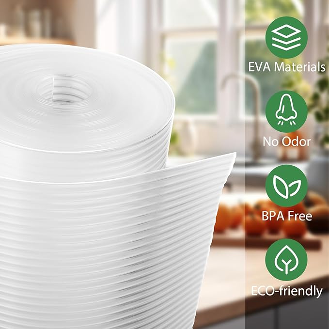 Anoak Shelf Liner Cabinet Liner, Non Adhesive Drawer Liner, Washable 20 Inch x 30 FT(360 Inch) Waterproof Durable Non-Slip Shelf Liner for Kitchen, Drawer, Refrigerator Stripe Clear