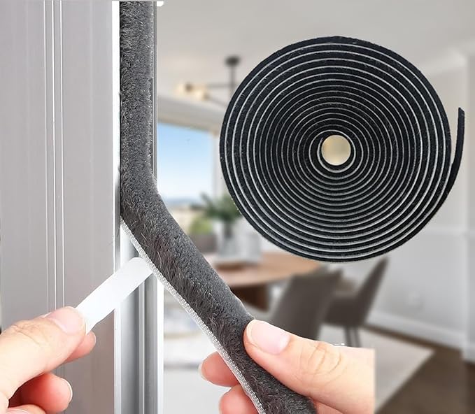 33ft Weather Stripping Brush for Sliding Windows/Doors Frame Side,Pile Self Adhesive Weatherstrip Seal Strip Sealer Draft Stoppers(33ft 0.35''Wide x 0.6''Thick, Black)