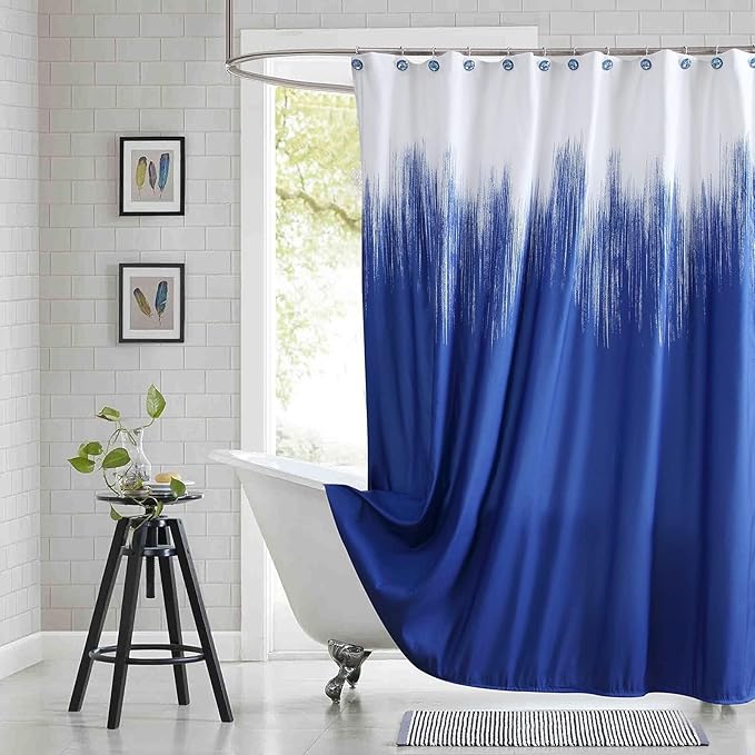 Extra Long Fabric Shower Curtain, Royal Blue Microfiber Cloth Shower Curtains for Bathroom, Modern Waterproof Bathroom Curtains, 72" W x 84" H