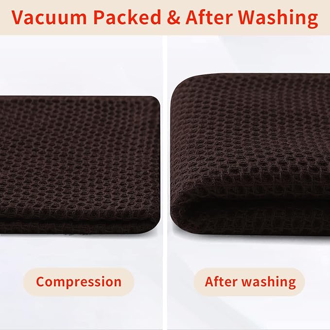Homaxy 100% Cotton Waffle Weave Kitchen Dish Cloths, Ultra Soft Absorbent Quick Drying Dish Towels, 12 x 12 Inches, 12-Pack, Dark Brown