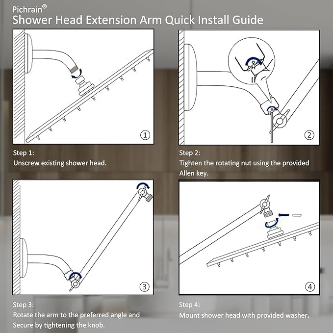 6 Inch Adjustable Shower Head Extension Arm, All-Metal Shower Arm Extender with Locking Set Screw for Rainfall, Fixed, Handheld Showerheads, G1/2 Universal Thread, Oil Rubbed Bronze