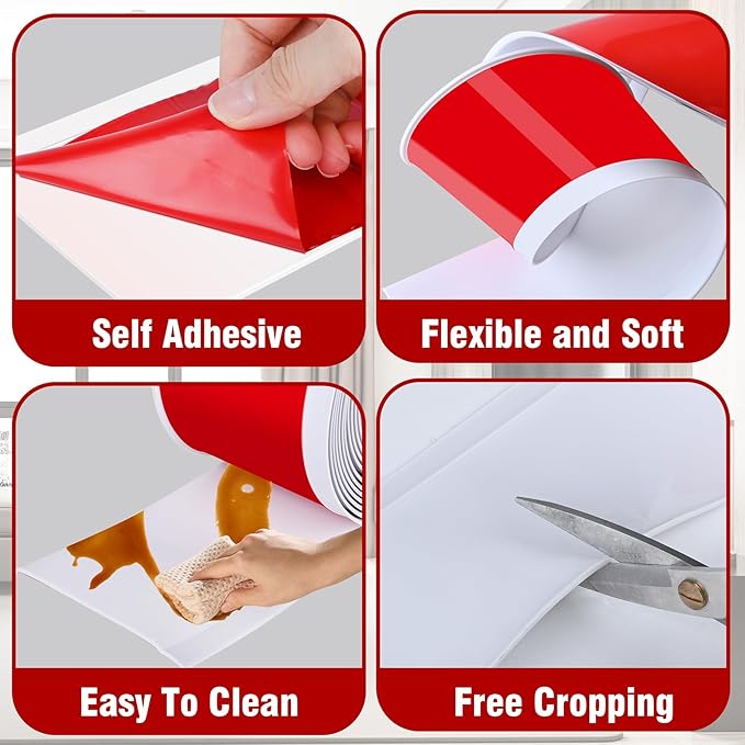Vinyl Baseboard Molding Trim 4 Inch x 200 Feet Peel and Stick Baseboard Trim Flexible PVC Cove Base Moulding Self-Adhesive Trim for Garage Bathroom Cabinet Floor Walls, White