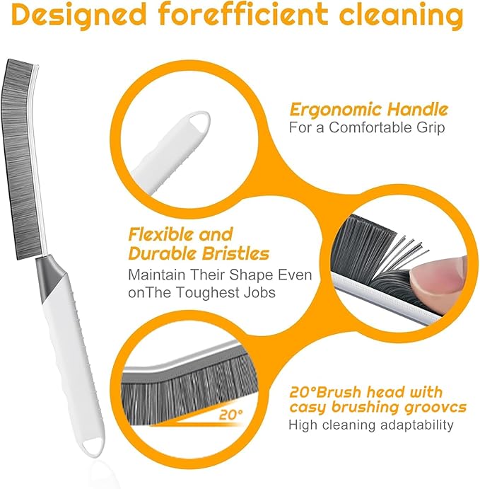 Household Thin Cleaning Brushes,2pcs Hard Bristle Grout Scrub Brush Tool for Cleaning Tight Spaces in Home Kitchen Bathroom