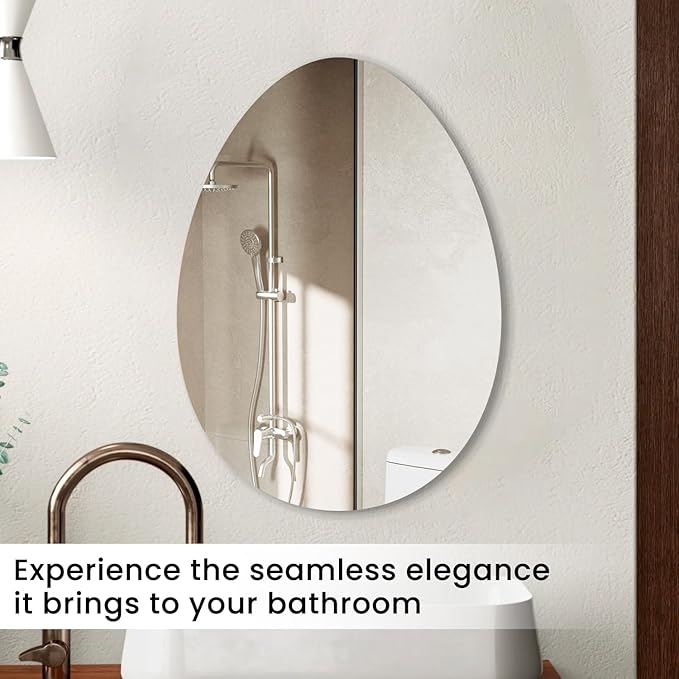 VASUHOME Drop Frameless Bathroom Mirror, 28 x 36 Inch Wall Vanity Mirror, Large Wall Mounted Mirrors for Bathroom, Living Room, Bedroom