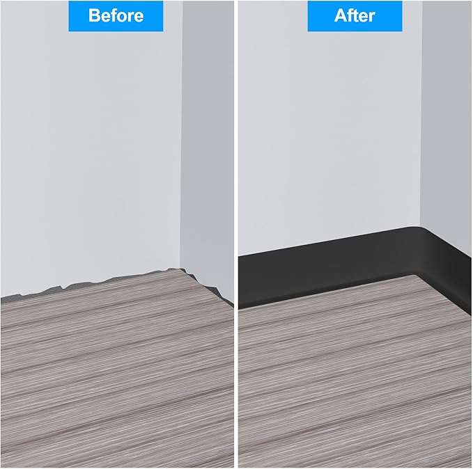 Duzzy Flexible Baseboard Molding Trim, 5 Inch(W) x 40 Feet(L) Peel and Stick Rubber Wall Trim Molding, Self-Adhesive Vinyl Wall Base Cove Base