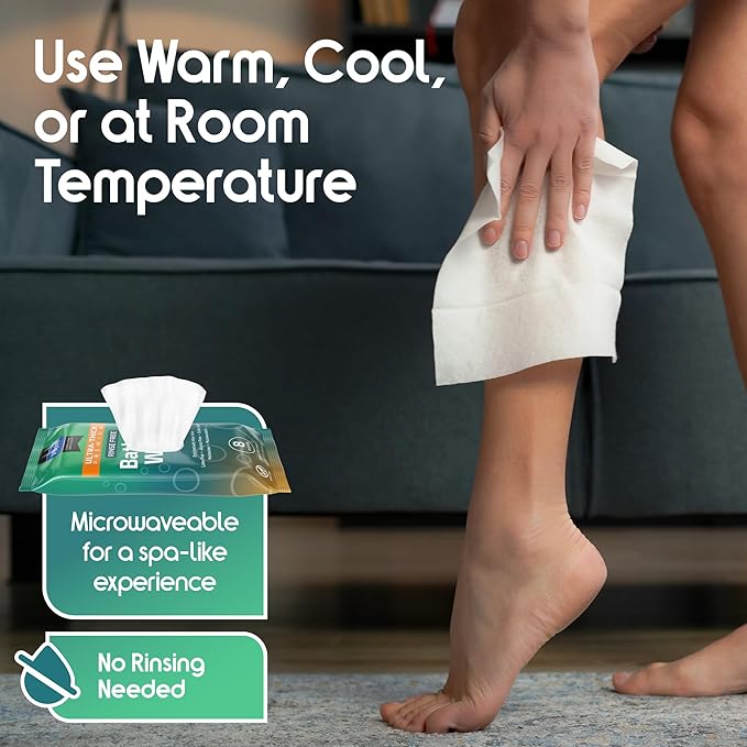 Inspire Ultra Thick Rinse Free Body Wipes, Bathing Wipes, Rinse Free Wet Wipes, Thick Strong Extra Large With Aloe Vera Enriched