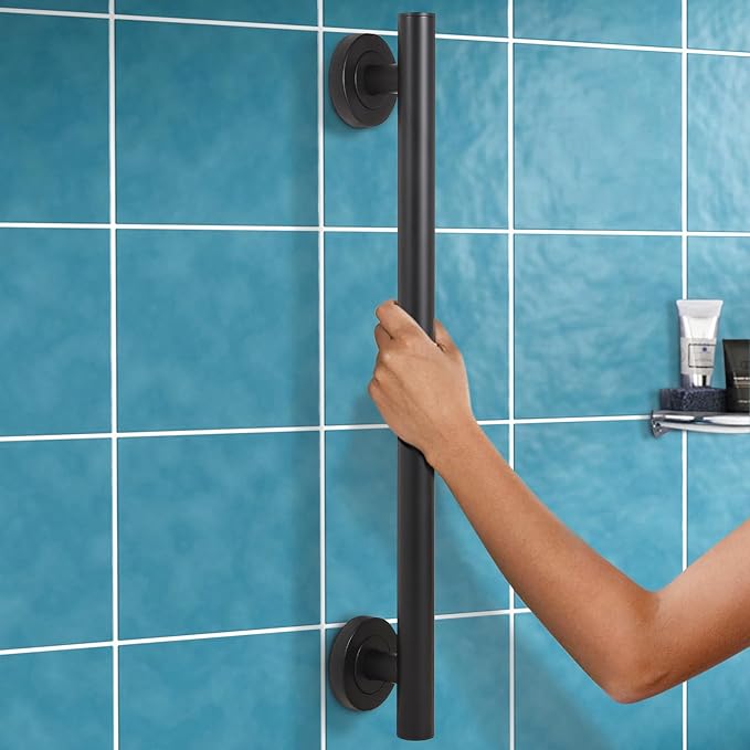 Lava Odoro Shower Grab Bar, Modern Set Stainless Steel Handicap Grab Bar for Bathtubs and Showers, Shower Safety Bar for Seniors Disabled, ADA-Compliant (Matte Black, 3 Pack 18", 24'', 36")