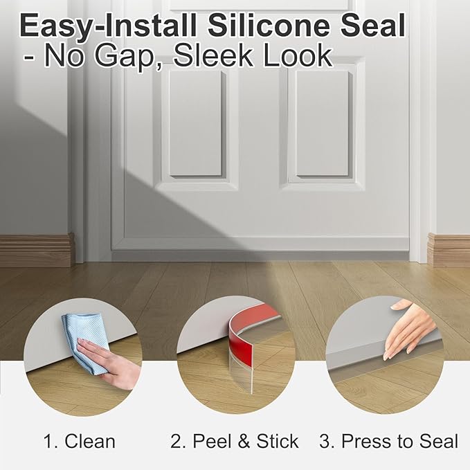 Heavy-Duty 20 ft x 1 in Weather Stripping, Door Draft Stopper Silicone Seal Strip for House and Glass Shower Doors for Collision and Side Gaps of Door and Windows, Clear