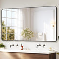Delma Bathroom Vanity Mirror, Black Framed Bathroom Mirror for Over Sink, High-Definition Bathroom Mirror, Versatile Bathroom Vanity Mirror, Hangs Horizontally or Vertically(55x30, Black)