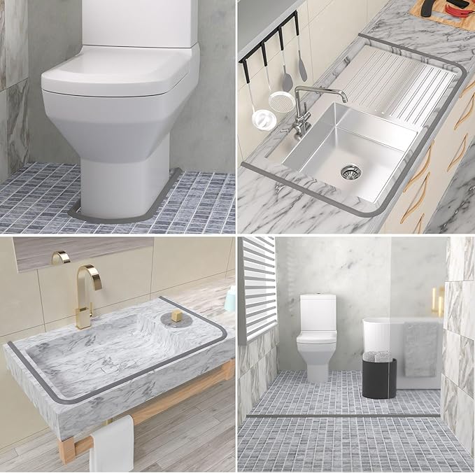 Duzzy 39 Inch Collapsible Shower Water Dam, Shower Threshold Water Stopper Barrier and Retention System and Keeps Water Inside Threshold Dry and Wet Separation, Suitable for Bathroom & Kitchen