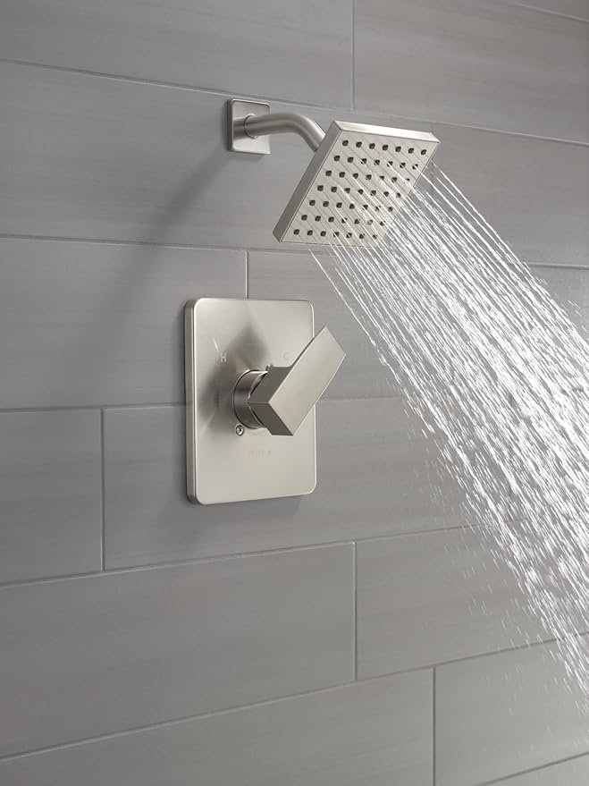 Delta Modern 14 Series Shower Faucet Set, Brushed Nickel Shower Head and Handle Set, Valve Trim Kit, Stainless T14267-SS-PP (Valve Not Included)