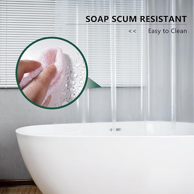 AooHome Thin Clear Shower Curtain Liner, Premium Light Weight EVA 4G Plastic Bathroom Shower Liner with Rustproof Metal Grommets and Bottom Magnets, 72x75 inch (No Hooks)
