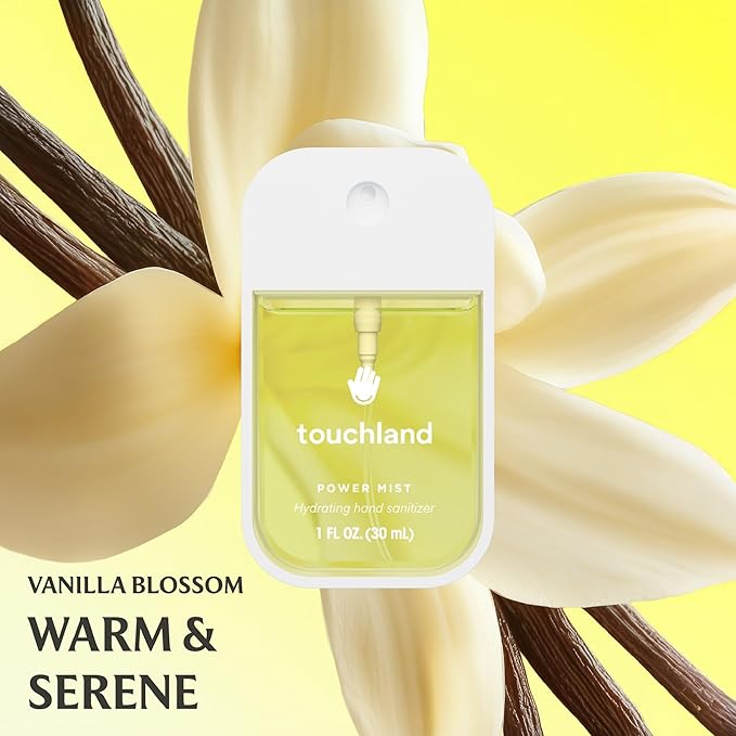 Touchland Hydrating Hand Sanitizer Spray, BLOSSOM Trio Set (Lavender, Vanilla, Rainwater), 1 FL. OZ. Travel Size Power Mist Sprays (Set of 3)